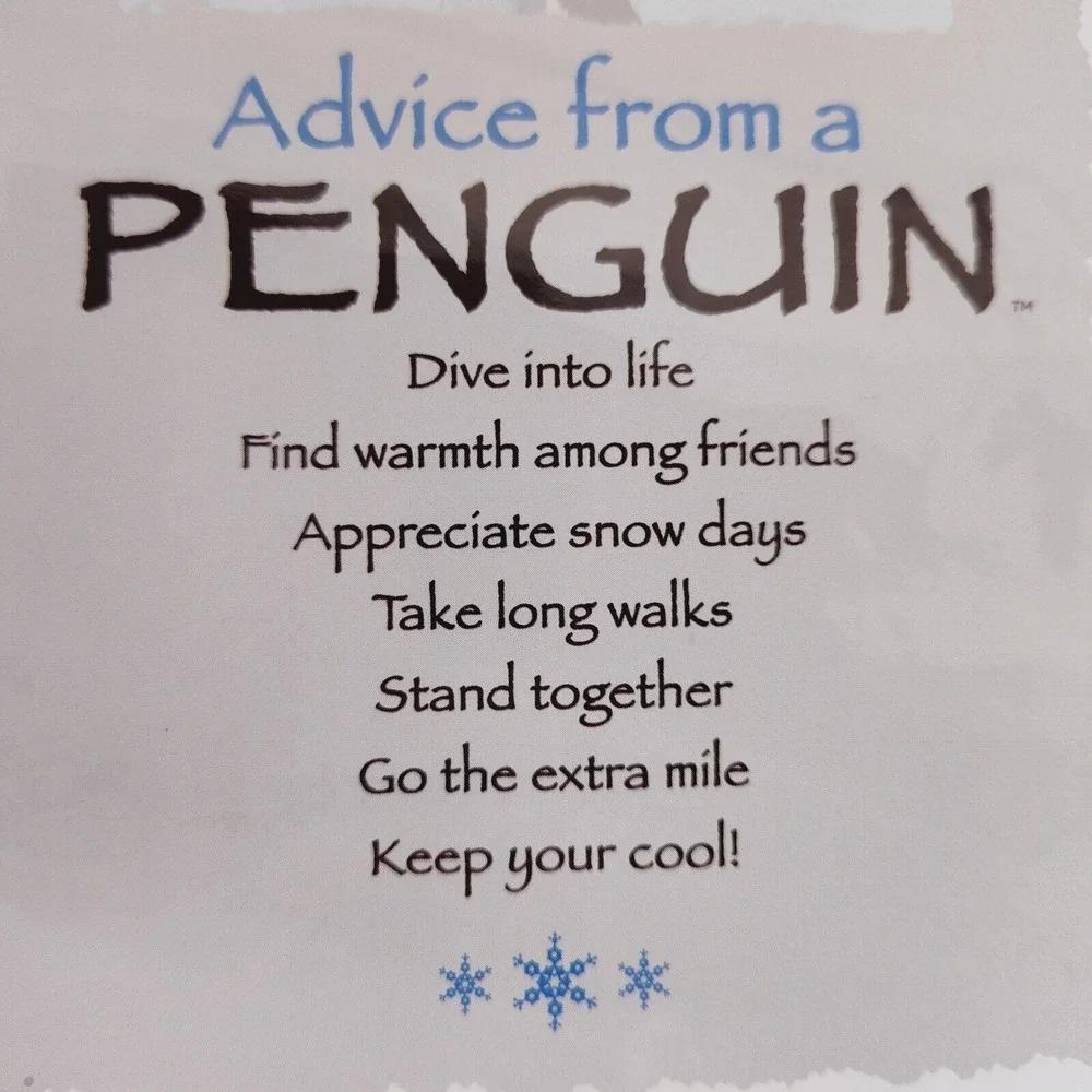 Advice For Life Penguin Greeting Card Inspirational Message - Blank Inside